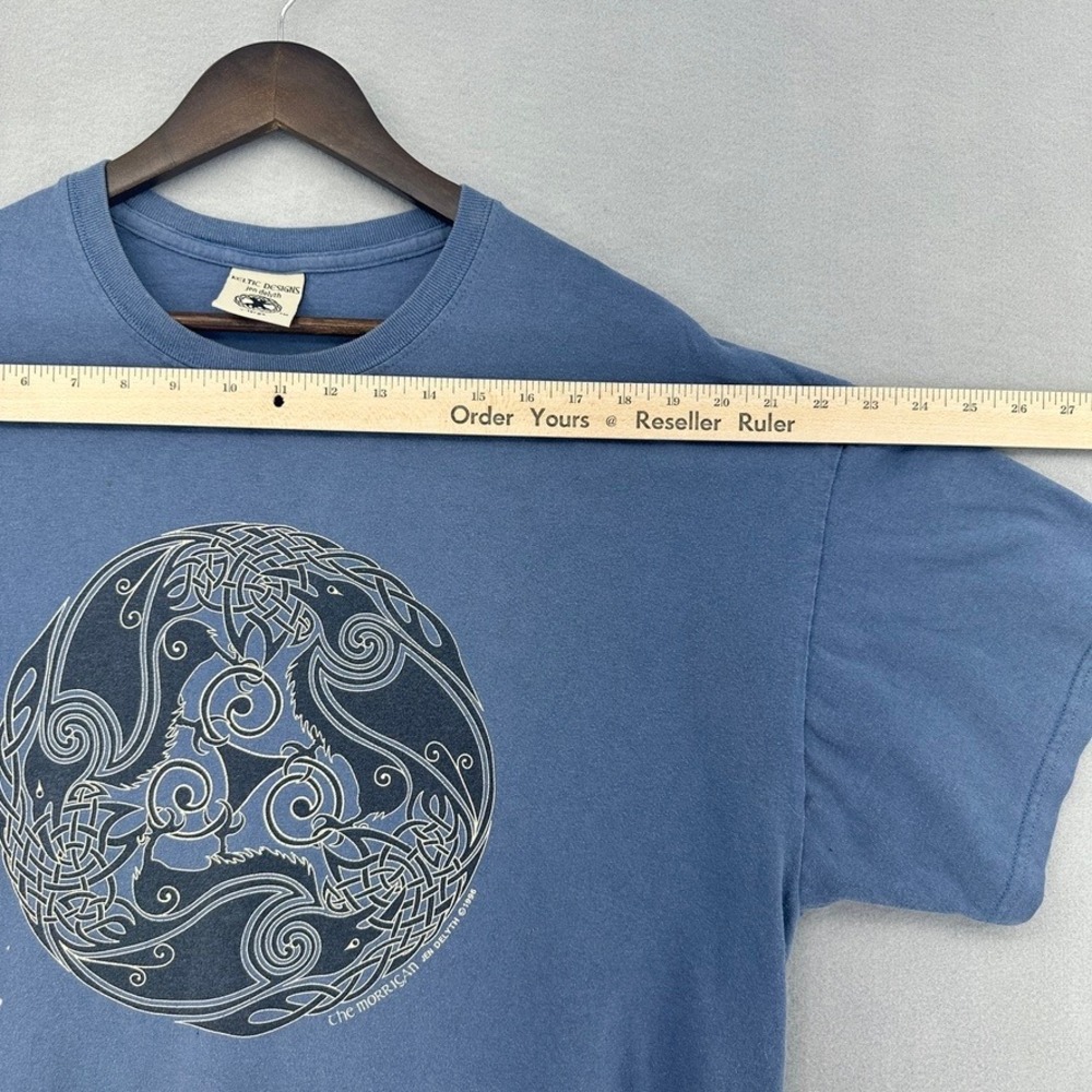 VTG 1996 Jen Delyth Keltic Designs The Morrigan T-Shirt XL Blue Made USA 1990s - Picture 10 of 11
